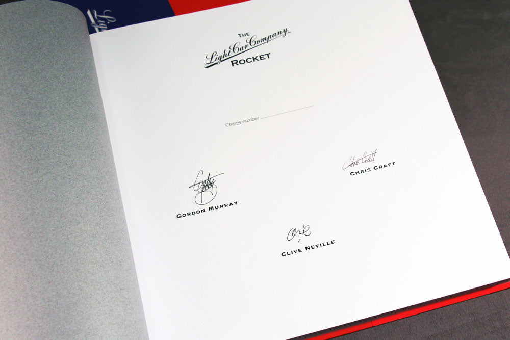 Gordon Murray, Clive Neville and Chris Craft signature rocket book
