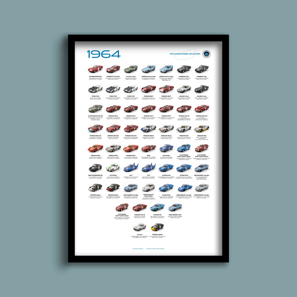 Le Mans race cars in 1964 print
