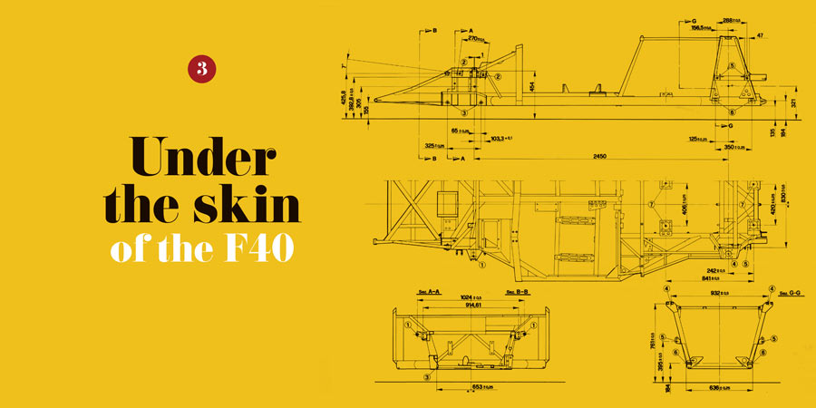Ferrari F40 technical drawing
