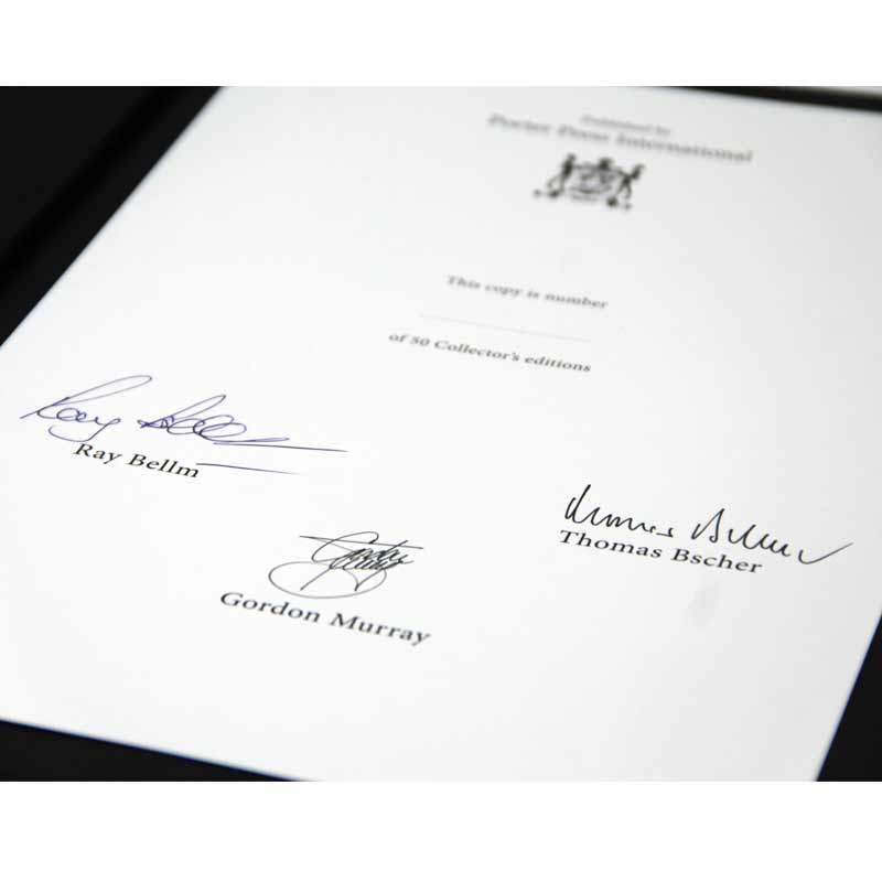 Ray Bellm, Gordon Murray and Thomas Bscher signatures