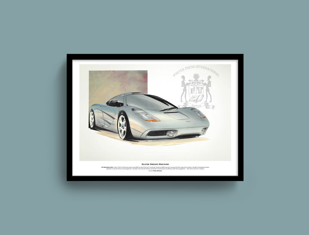 McLaren F1 design print in black frame