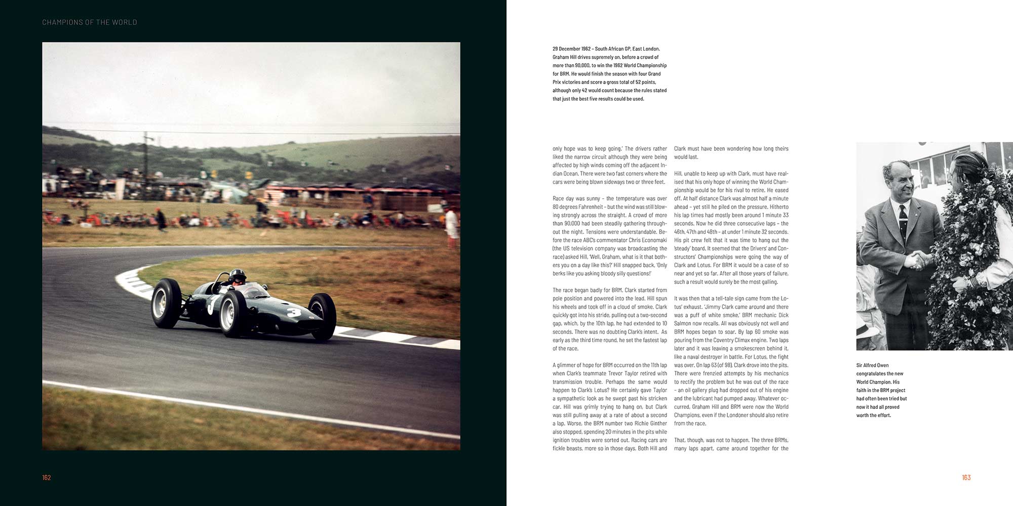 Sir Alfred Owen and Graham Hill first BRM World Championship win