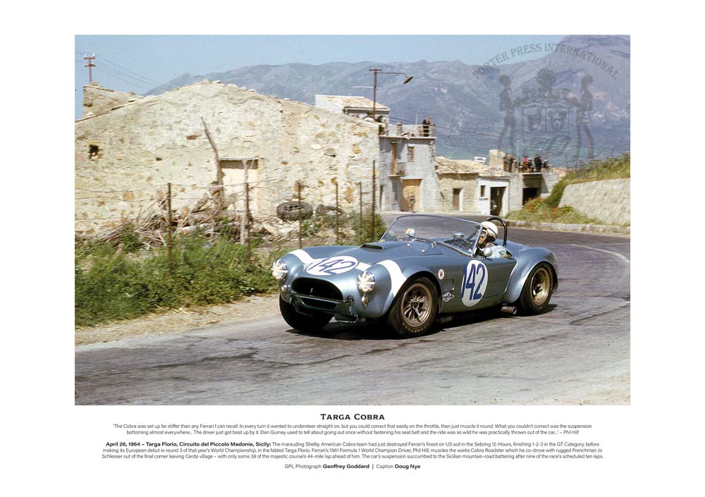 Phil Hill racing a Cobra in 1964 Targa Florio