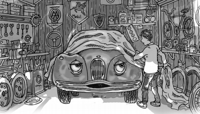 Youngster, Grandpa, Motor Car, Spy