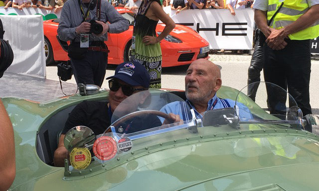 Stirling Moss with ACDC lead singer Brian Johnson