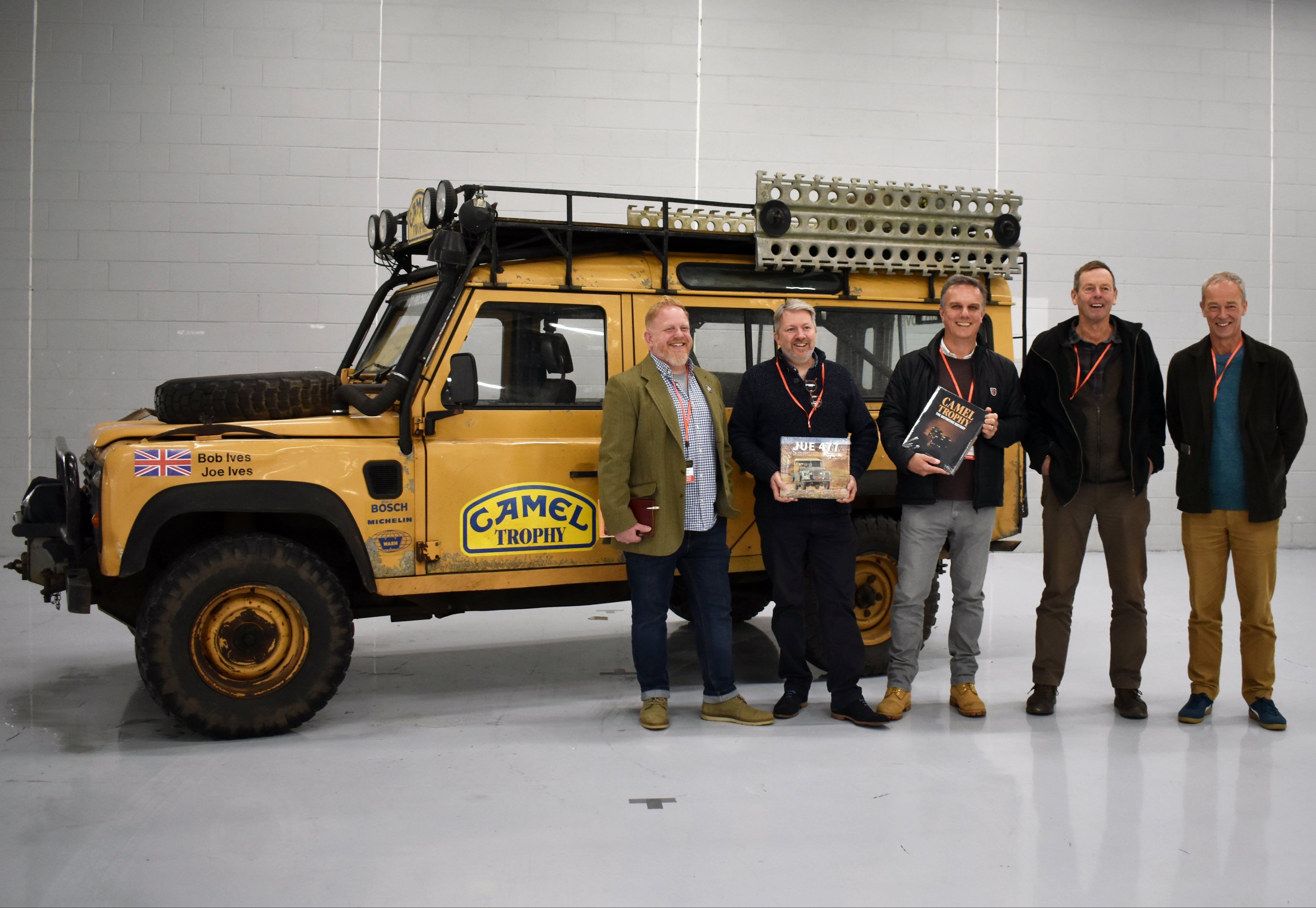 Camel Trophy Land Rover with winners Bob and Joe Ives and author