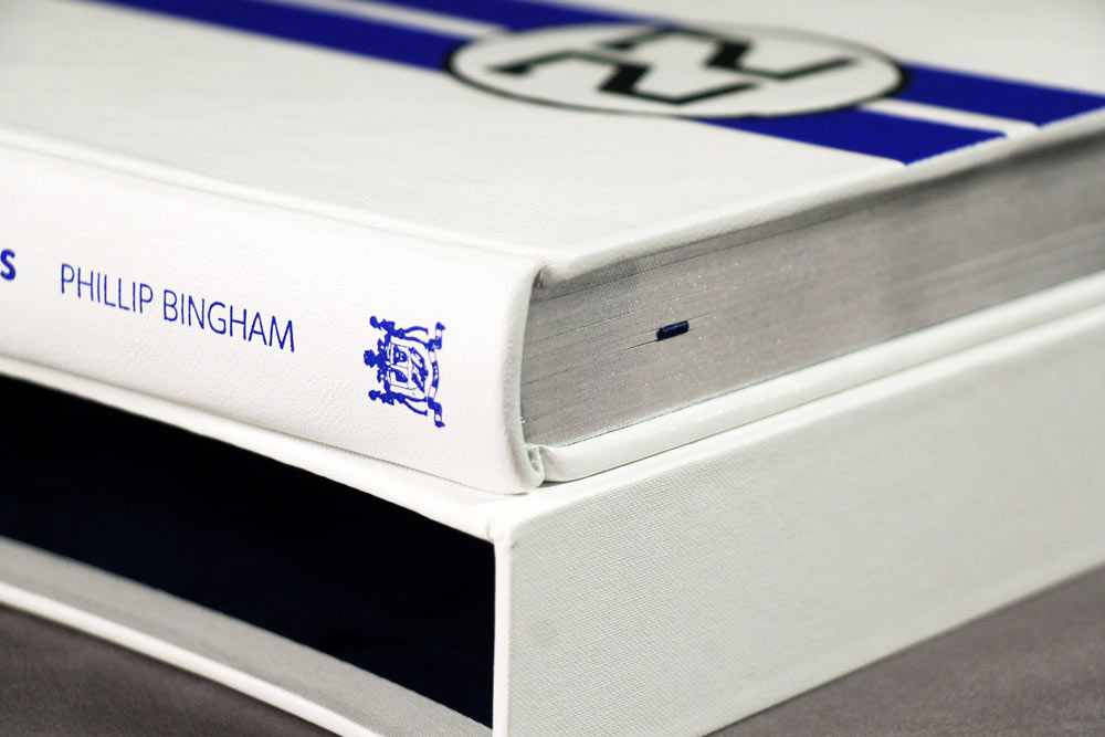 Leatherbound book on racing E-types