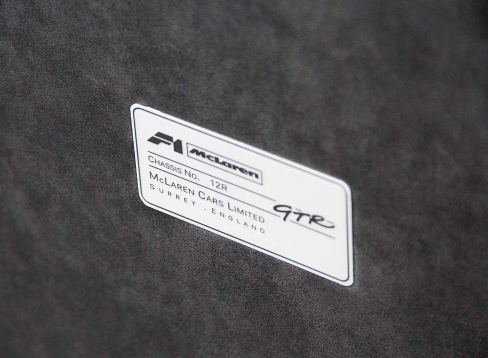 McLaren F1 GTR book chassis plate