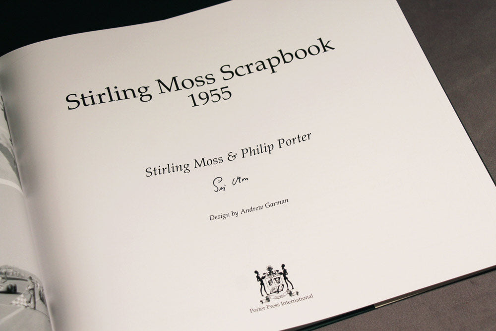 Stirling Moss signature page 1955 book