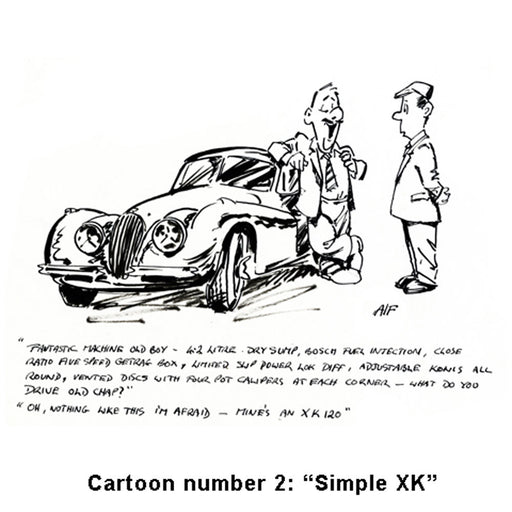 Motoring art cartoon - classic XK
