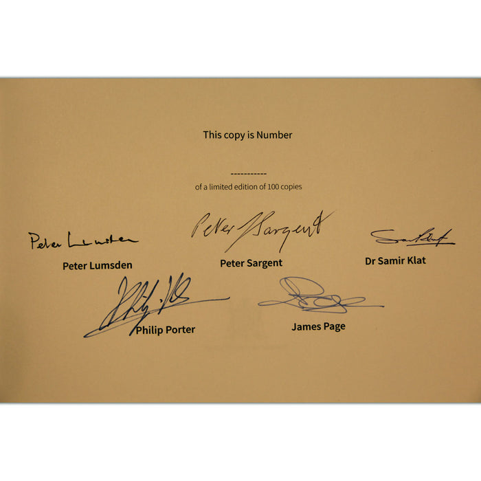 Peter Lumsden, Peter Sargent, Dr Samir Klat, James Page and Philip Porter signature